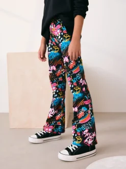 Broeken En Leggings|Next Zwart graffiti - Uitlopende legging (3-16jr)