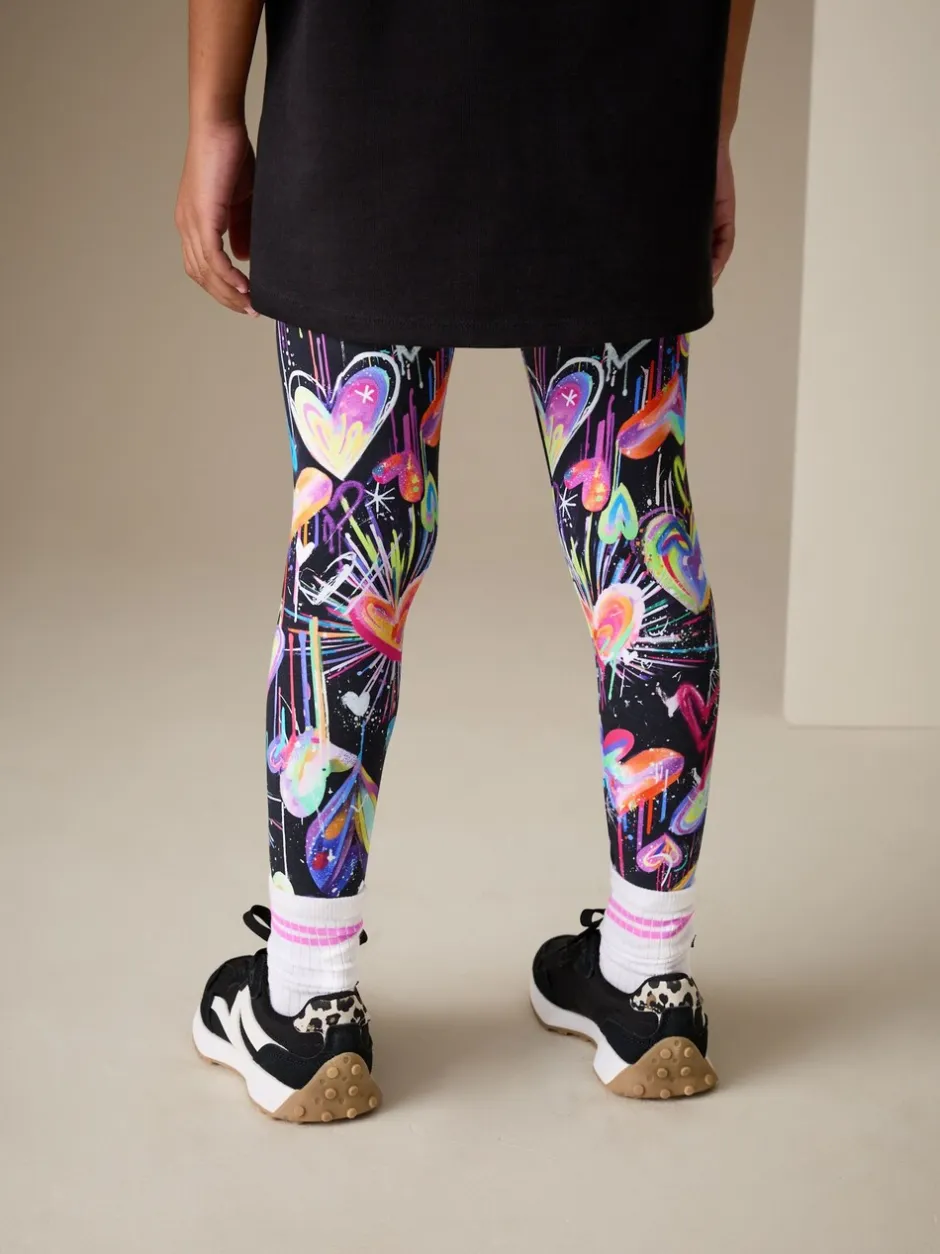Broeken En Leggings|Next Zwart graffiti hartjes - Legging (3-16 jr)