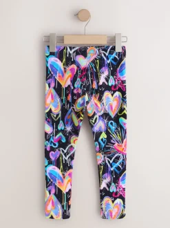 Broeken En Leggings|Next Zwart graffiti hartjes - Legging (3-16 jr)