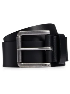 Riemen En Bretels|BOSS - Joris Leren Riem Zwart grijs