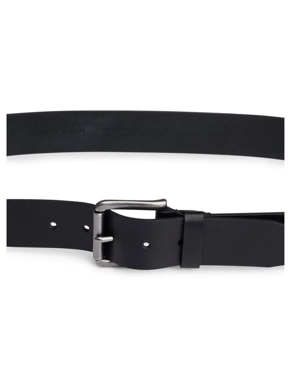Riemen En Bretels|BOSS - Joris Leren Riem Zwart grijs