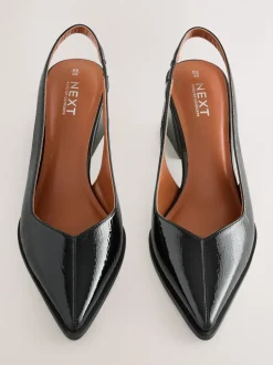 Schoenen Met Hakken*Next - Forever Comfort® Pointed Toe Slingback Block Heels Zwart lak