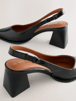 Schoenen Met Hakken*Next - Forever Comfort® Pointed Toe Slingback Block Heels Zwart lak