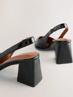 Schoenen Met Hakken*Next - Forever Comfort® Pointed Toe Slingback Block Heels Zwart lak
