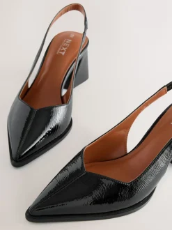Schoenen Met Hakken*Next - Forever Comfort® Pointed Toe Slingback Block Heels Zwart lak