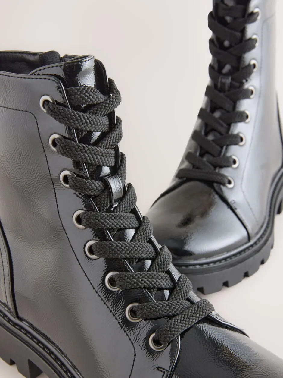 Ruimvallend En Extraruimvallend|Next Zwart lak - Forever Comfort® veterlaarzen