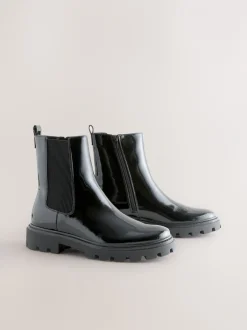 Ruimvallend En Extraruimvallend*Next - Forever Comfort® Chelsea-enkellaarzen met profielzool Zwart lak