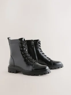 Ruimvallend En Extraruimvallend|Boots|Next - Forever Comfort® veterlaarzen Zwart lak