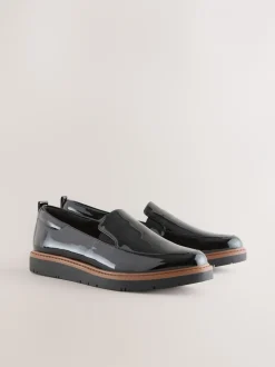 Lage Schoenen*Next - Forever Comfort® Slip On Clean Chunky Sole Loafers Zwart lak
