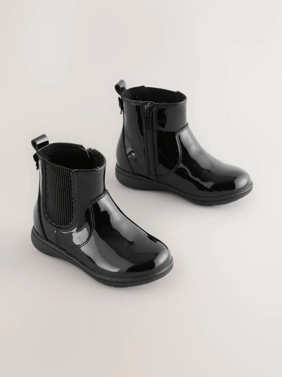 Boots*Next - Leren Chelsea enkellaars Zwart lak