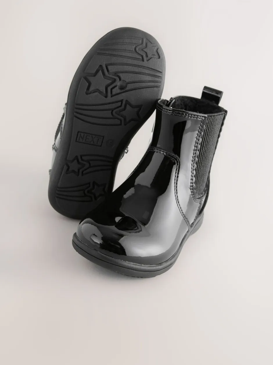 Boots*Next - Leren Chelsea enkellaars Zwart lak