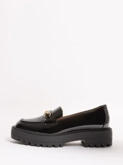 Lage Schoenen*Lipsy - Chunky Snaffle Trim Detail Faux Leather Loafers Zwart lak