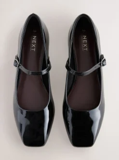 Lage Schoenen|Next - Mary Jane-schoenen met vierkante neus Zwart lak