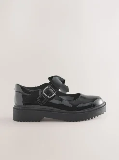 Schoolkleding|Next - Mary Jane-schoolschoenen met strik en dikke zool Zwart lak