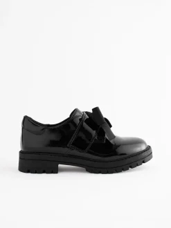 Schoolkleding|Next Zwart lak - Strik Monkstrap Chunky Schoolschoenen