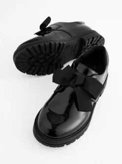 Schoolkleding|Next Zwart lak - Strik Monkstrap Chunky Schoolschoenen
