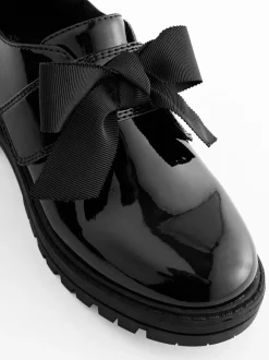 Schoolkleding|Next Zwart lak - Strik Monkstrap Chunky Schoolschoenen