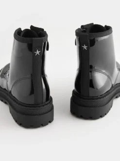 Boots*Next Zwart lak - Warmgevoerde enkellaarzen met veters