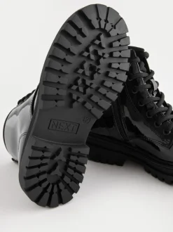 Boots*Next Zwart lak - Warmgevoerde enkellaarzen met veters