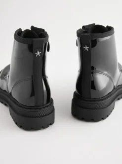 Boots|Next Zwart lak - Warmgevoerde enkellaarzen met veters