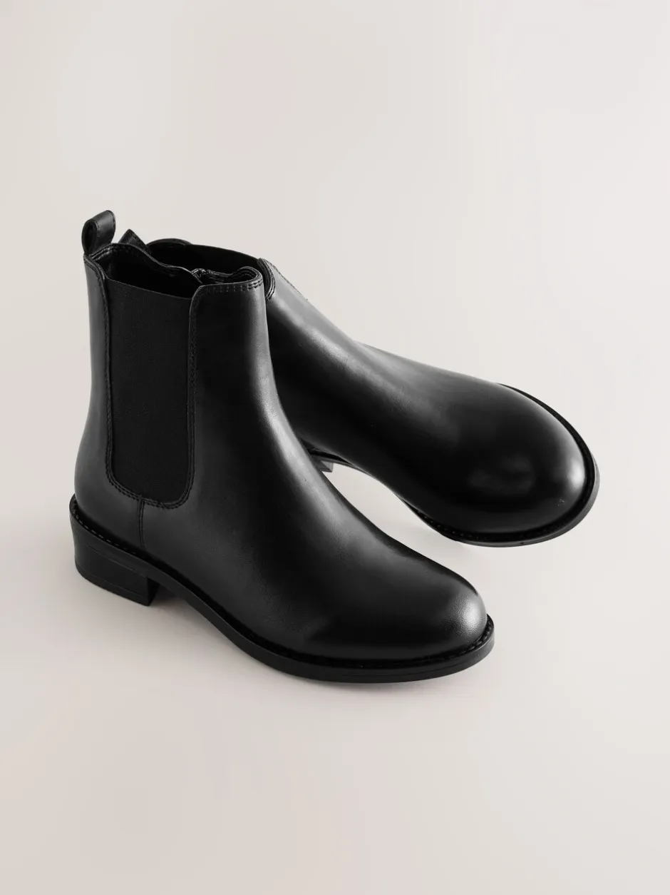 Boots|Next Zwart leer - Chelsea laarsjes met hak