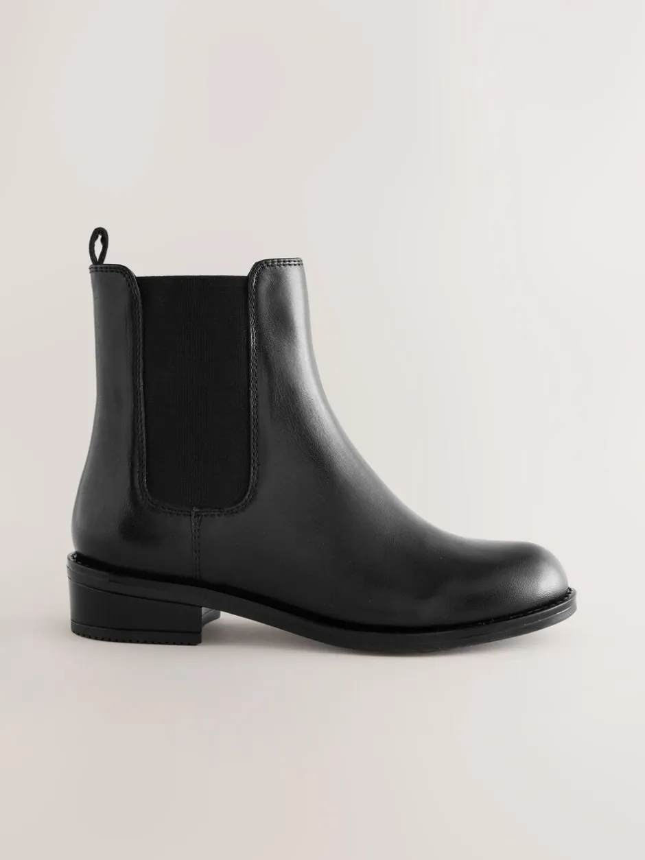 Boots|Next Zwart leer - Chelsea laarsjes met hak