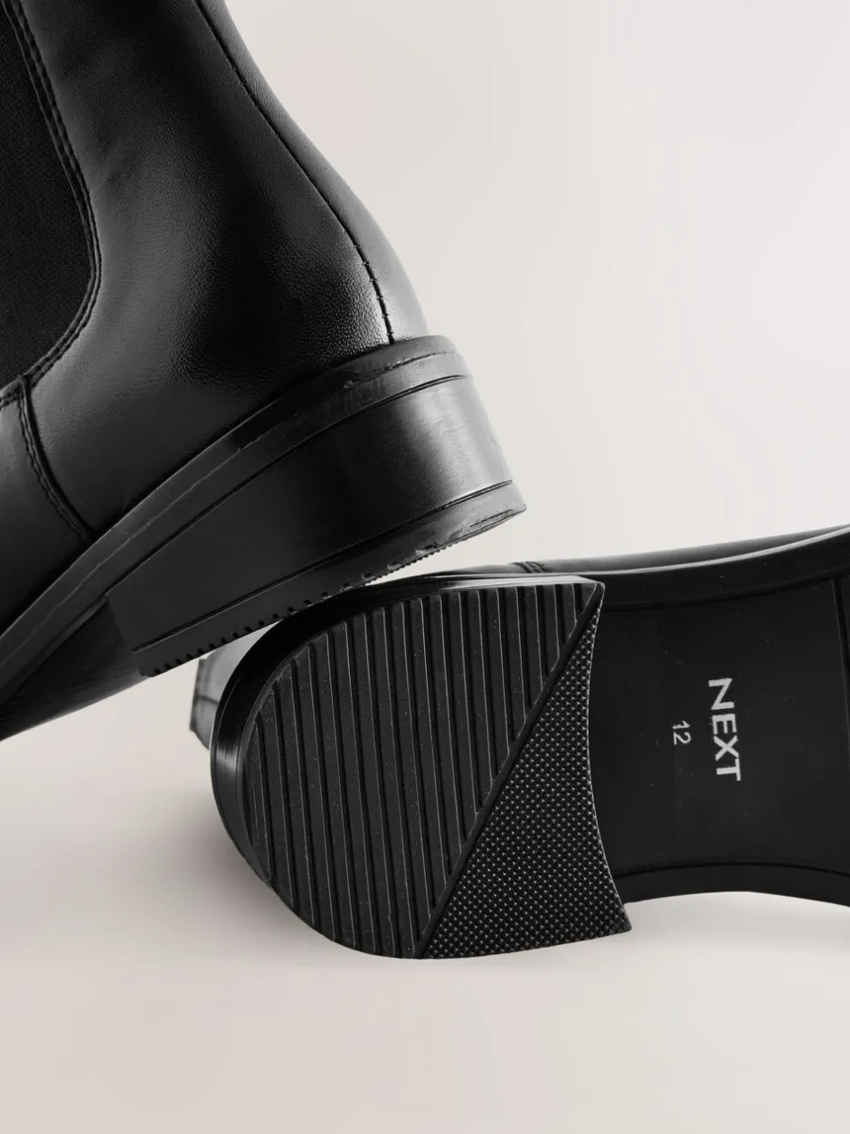 Boots|Next Zwart leer - Chelsea laarsjes met hak