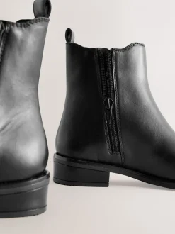 Boots|Next Zwart leer - Chelsea laarsjes met hak