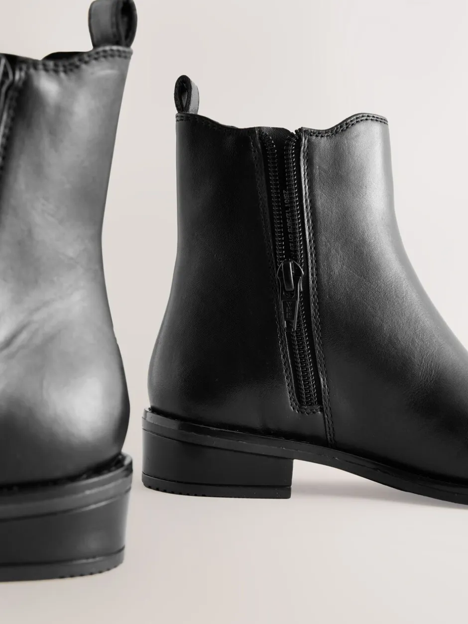 Boots|Next Zwart leer - Chelsea laarsjes met hak