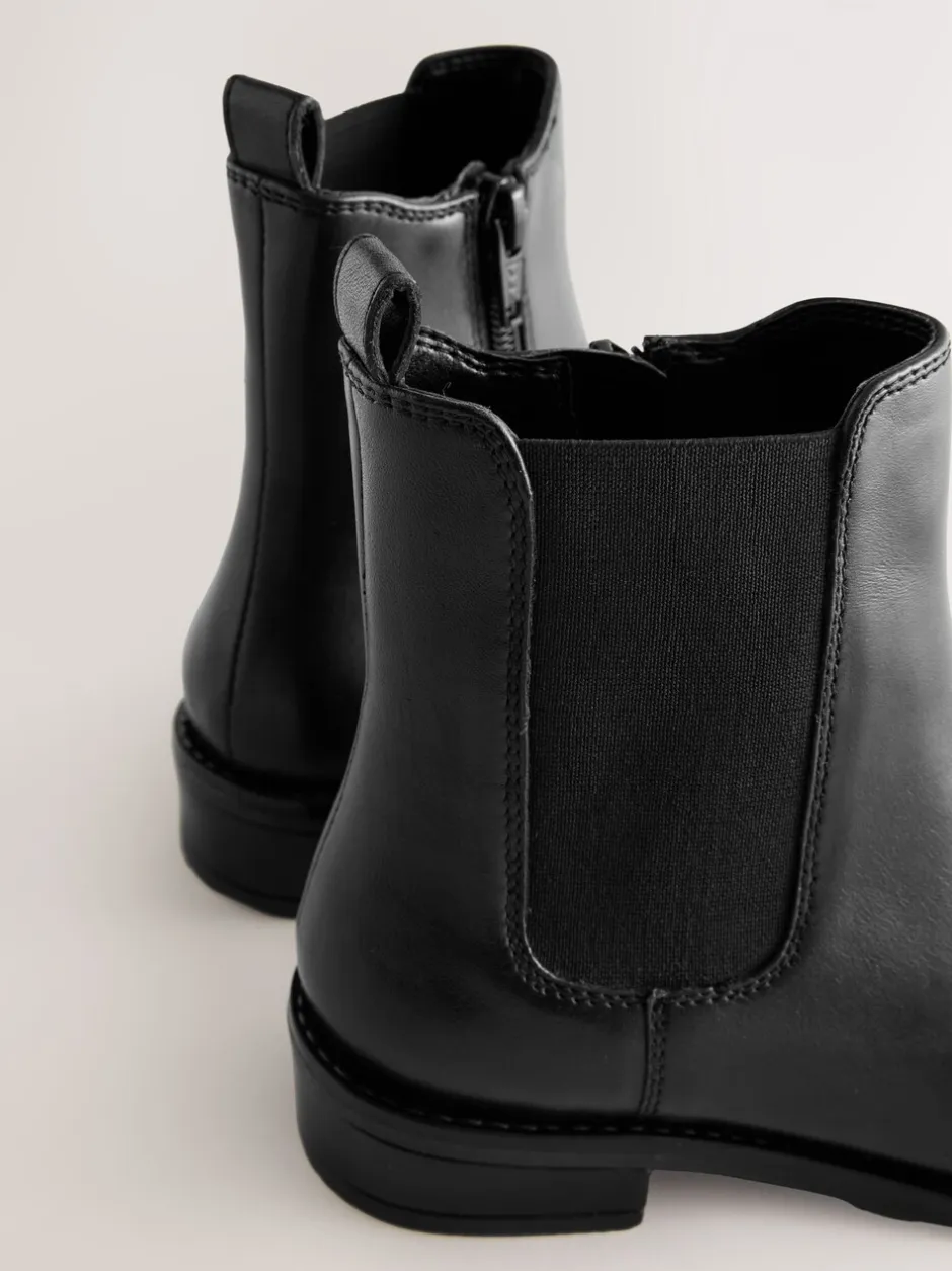 Boots|Next Zwart leer - Chelsea laarsjes met hak