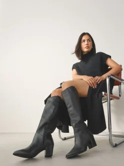 Boots*Next - Forever Comfort® Western Block Heel Knee High Boots Zwart leer