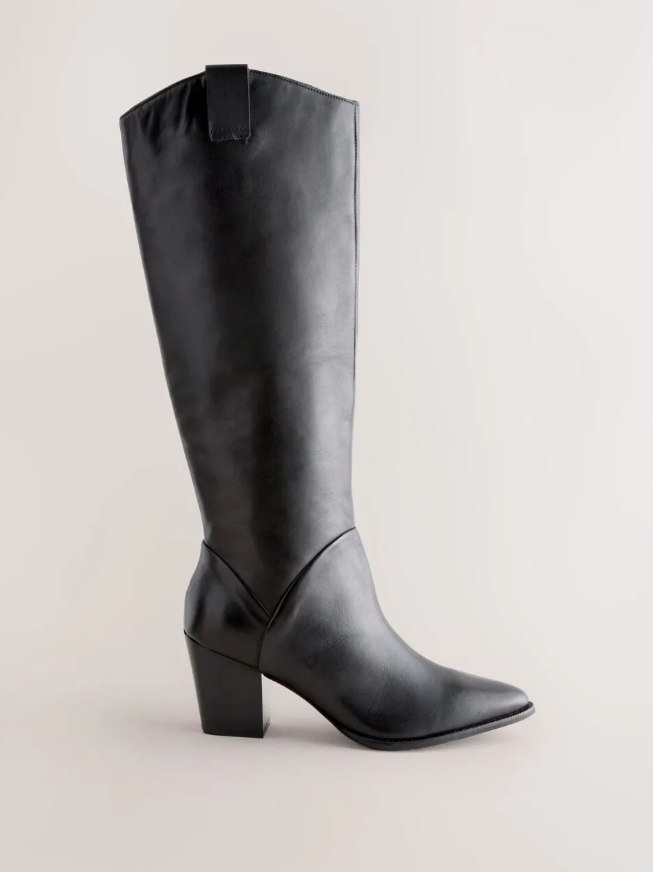 Boots*Next - Forever Comfort® Western Block Heel Knee High Boots Zwart leer