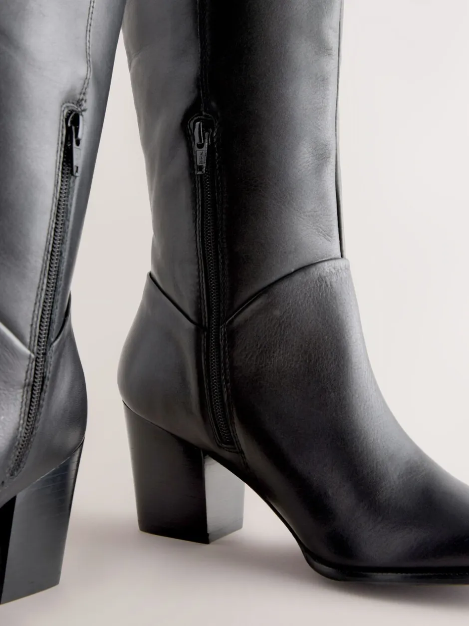 Boots*Next - Forever Comfort® Western Block Heel Knee High Boots Zwart leer
