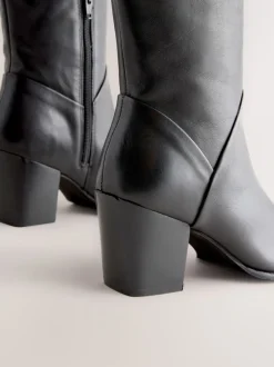 Boots*Next - Forever Comfort® Western Block Heel Knee High Boots Zwart leer