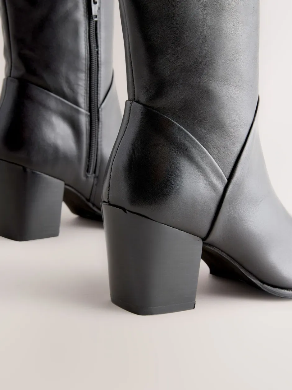 Boots*Next - Forever Comfort® Western Block Heel Knee High Boots Zwart leer