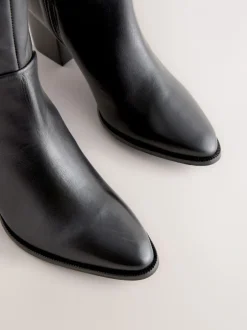 Boots*Next - Forever Comfort® Western Block Heel Knee High Boots Zwart leer
