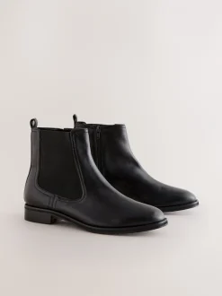 Ruimvallend En Extraruimvallend|Boots*Next Zwart leer - Forever Comfort® Chelsea-enkellaarzen