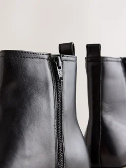 Ruimvallend En Extraruimvallend|Boots*Next Zwart leer - Forever Comfort® Chelsea-enkellaarzen