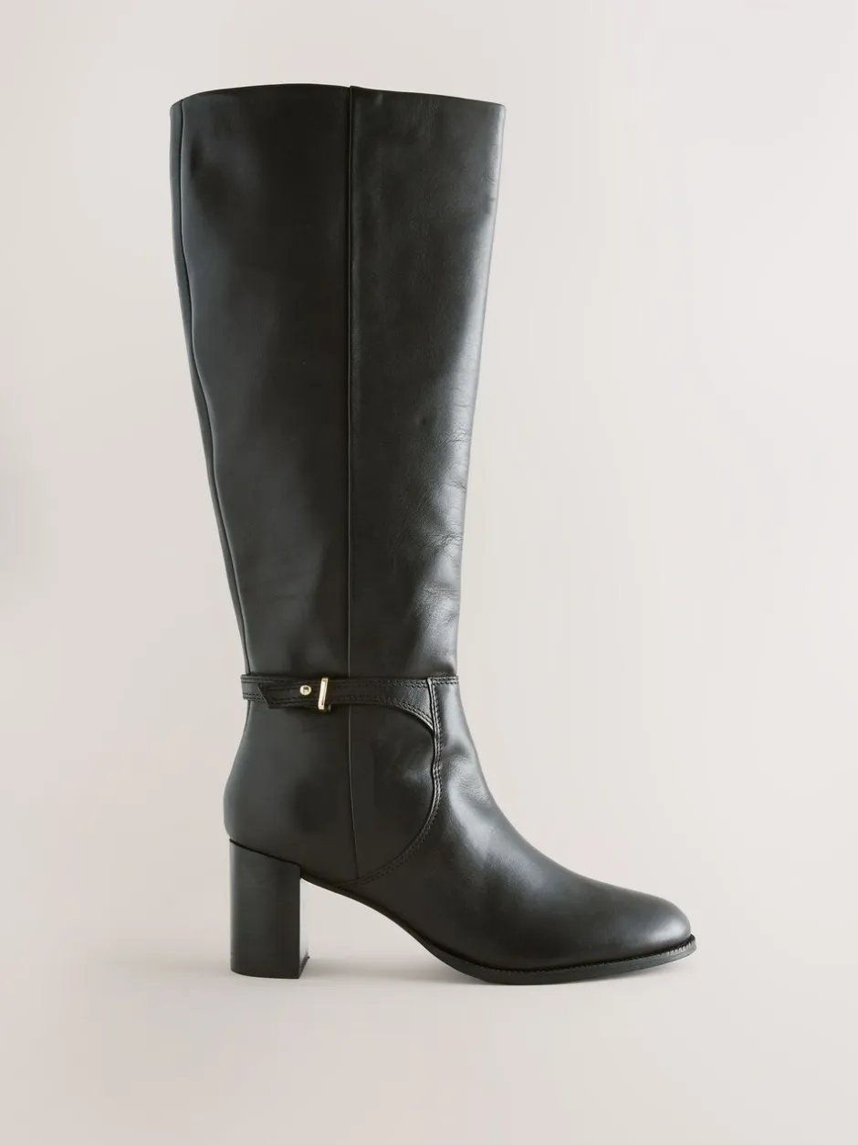 Boots*Next - Forever Comfort® kniehoge laarzen met hardware trim Zwart leer
