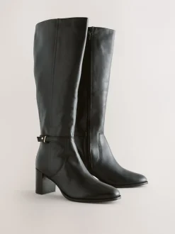 Boots*Next - Forever Comfort® kniehoge laarzen met hardware trim Zwart leer