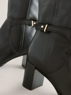 Boots*Next - Forever Comfort® kniehoge laarzen met hardware trim Zwart leer
