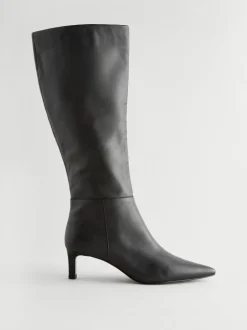 Boots*Next - Kniehoge Skinny Boots met Hak Zwart leer