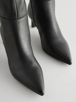 Boots*Next - Kniehoge Skinny Boots met Hak Zwart leer