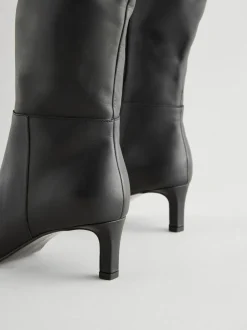 Boots*Next - Kniehoge Skinny Boots met Hak Zwart leer