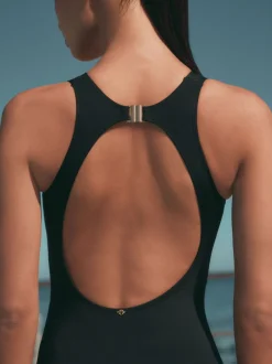 Badkleding*Next Zwart mesh inzetstuk - Hoogsluitend buikcorrigerend badpak