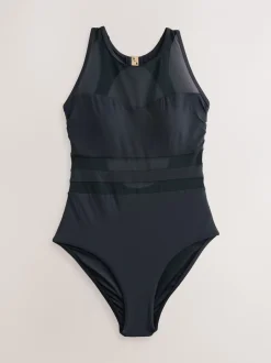 Badkleding*Next Zwart mesh inzetstuk - Hoogsluitend buikcorrigerend badpak