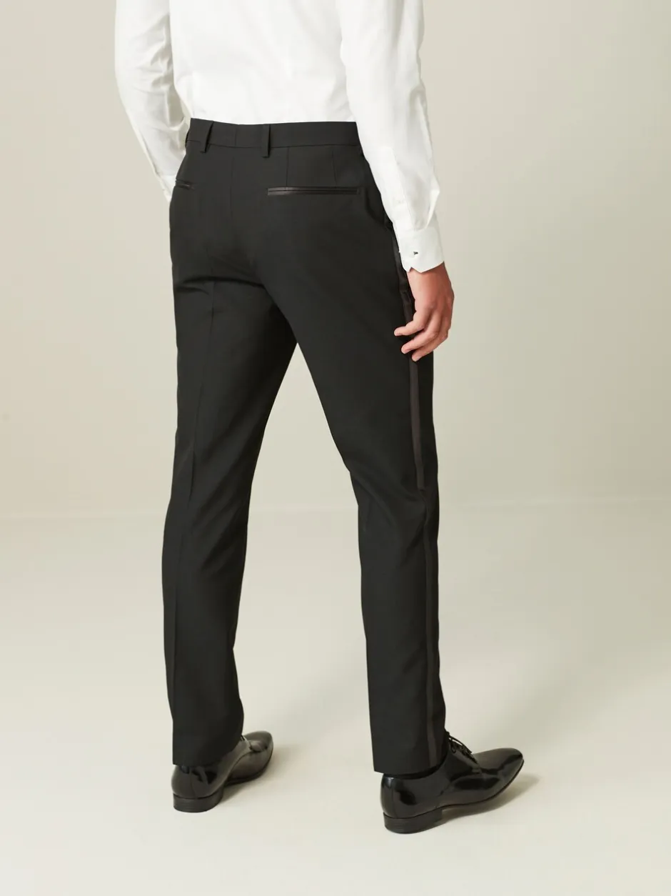 Smokings En Feestkleding|Next Zwart met bies - Tailored fit - Pantalon in smokingstijl