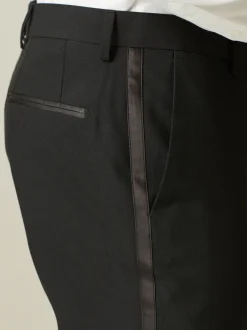 Smokings En Feestkleding|Next Zwart met bies - Tailored fit - Pantalon in smokingstijl