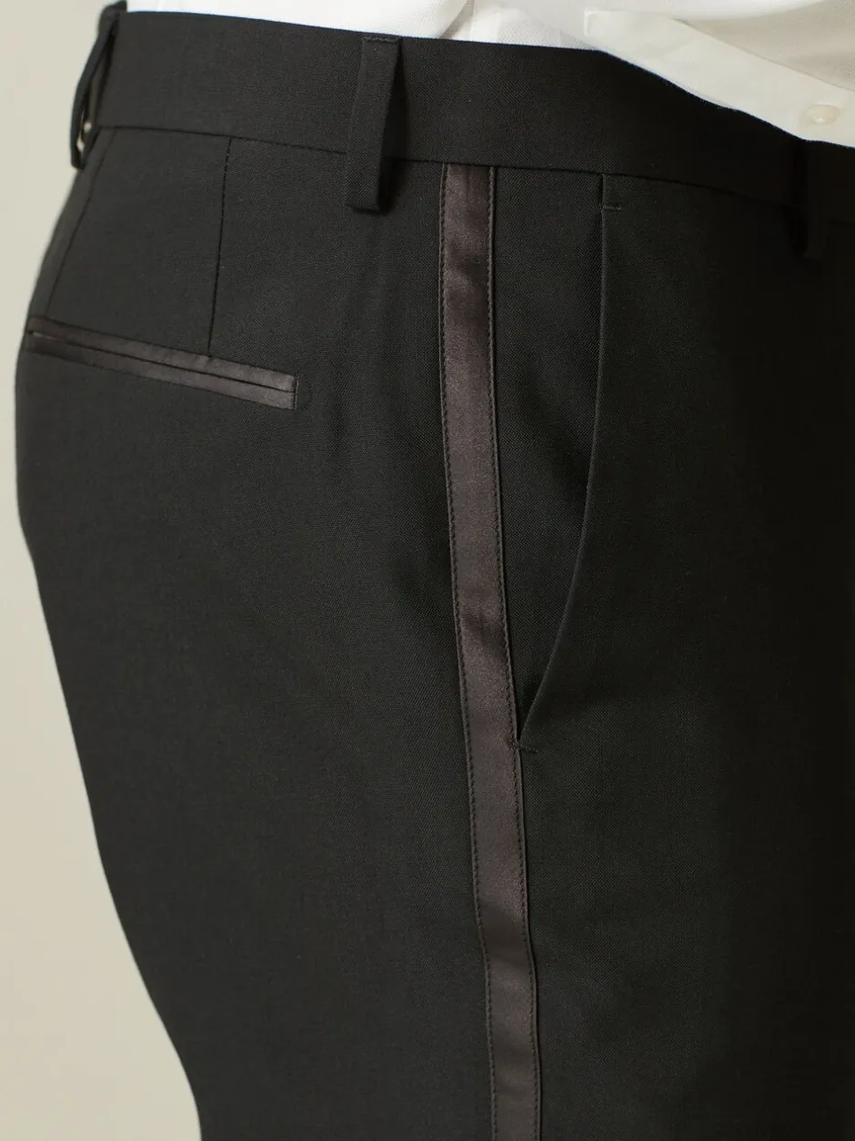 Smokings En Feestkleding|Next Zwart met bies - Tailored fit - Pantalon in smokingstijl