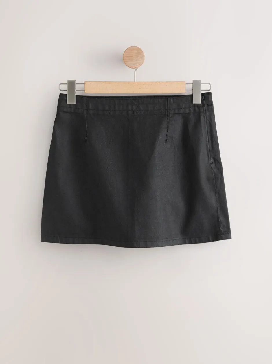 Rokken*Next Zwart met coating - Denim minirok